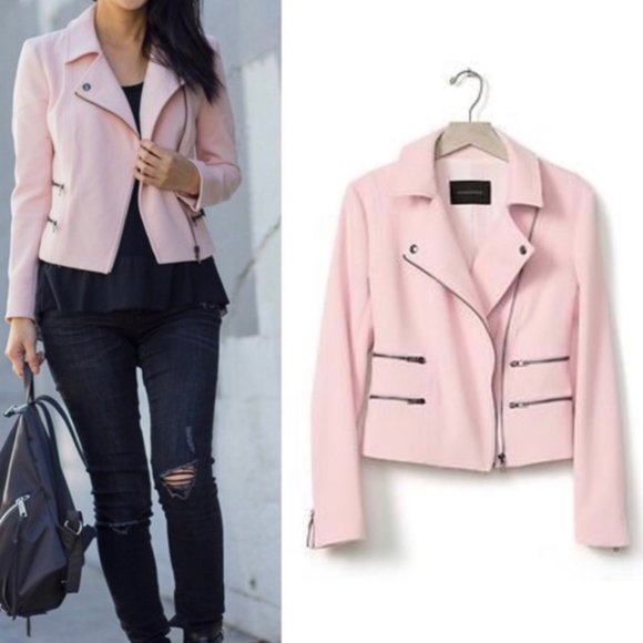 Banana Republic Jackets & Blazers - Banana Republic Pale Pink Motorcycle Jacket